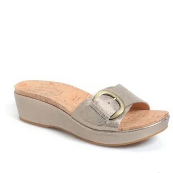 Kork-Ease Shoes Korkease Minka Taupe Metallic Leather Buckle